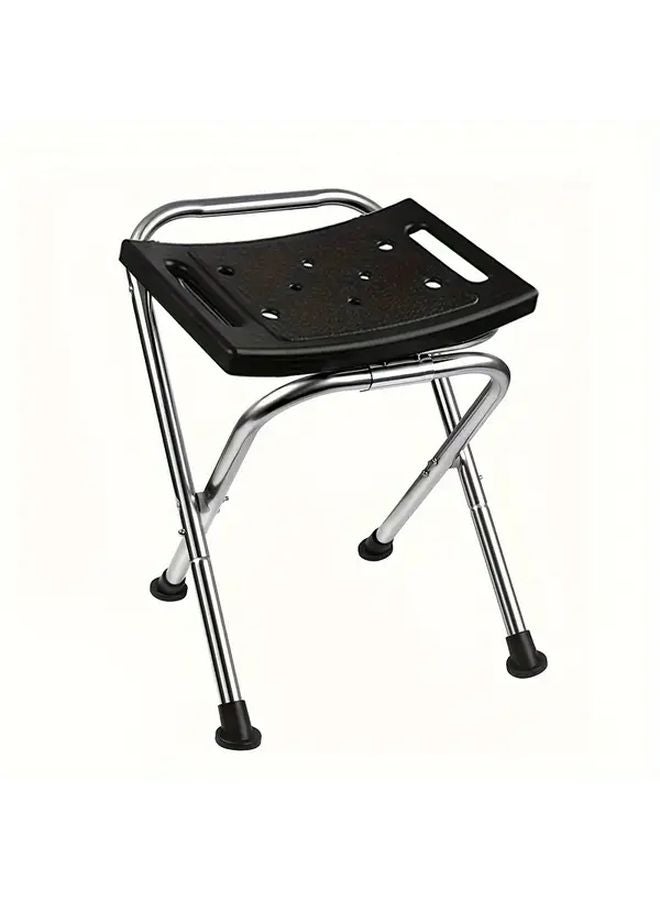 Black Folding Shower Chair 350lb Capacity Stainless Steel Anti Slip Safety Seat for Seniors Disabled - Image 1